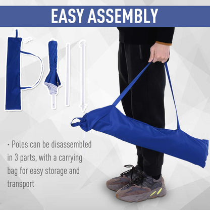 Outsunny 1.7m Beach Umbrella, Portable Parasol with Tilting Function, Carry Bag, Outdoor Sunshade Shelter with 8 Ribs, Blue 