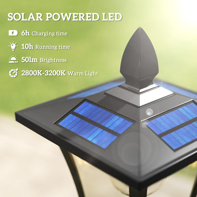 Outsunny Garden Solar Lamp Post Light, Waterproof LED Solar Light Post with Planter, Black 