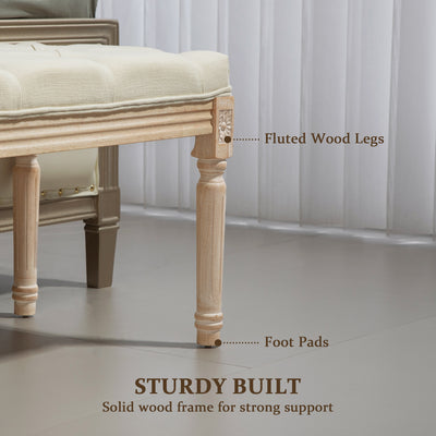 HOMCOM Vintage Wooden Bed End Bench - Cream White 