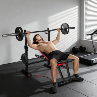 SPORTNOW Adjustable Weight Bench with Squat Rack and Dip Stand 