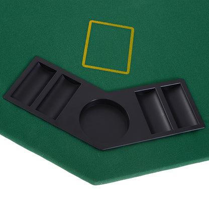 HOMCOM 8 Player Folding Games Poker Table with Chip Cup Holder Steel Base Felt Top Octagon Blackjack Green 