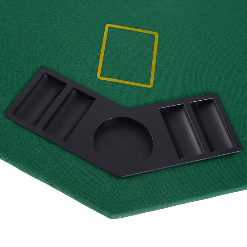 HOMCOM 8 Player Folding Games Poker Table with Chip Cup Holder Steel Base Felt Top Octagon Blackjack Green 