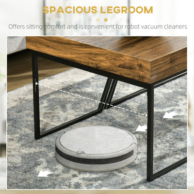 HOMCOM Coffee Table Set of 2, Industrial Nesting Table with Steel Frame and 8cm Thick Tabletop, Sofa Side End Table for Living Room, Rustic Brown 