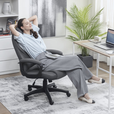 HOMCOM Faux Leather Office Chair - Charcoal Grey 