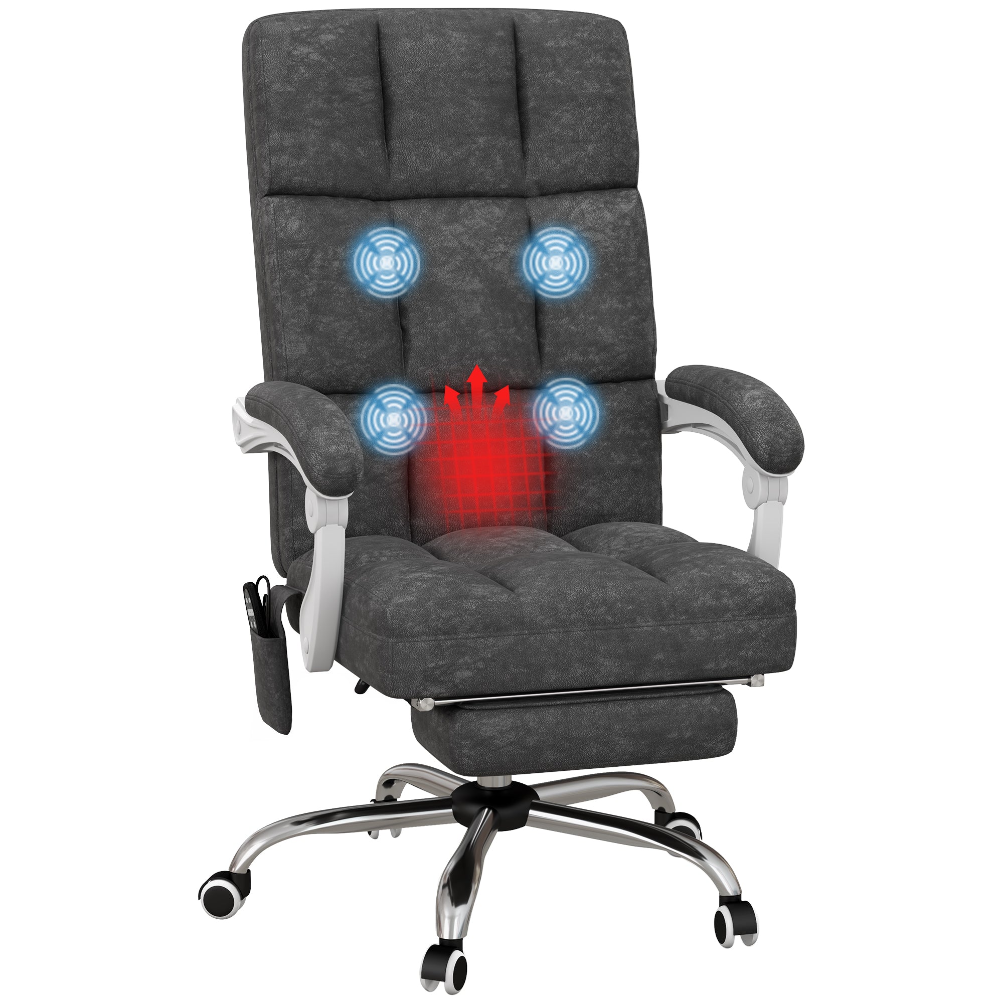 Vinsetto Massage Office Chair, Ergonomic Desk Chair, Comfy Work Study Chair with Heat, Padded Seat, 135\'c2\'b0 Reclining Back and Footrest for Home Office, Charcoal Grey 