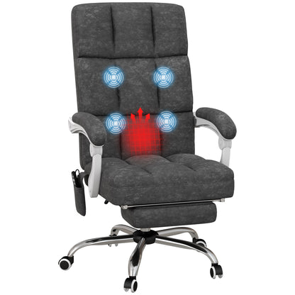 Vinsetto Massage Office Chair, Ergonomic Desk Chair, Comfy Work Study Chair with Heat, Padded Seat, 135\'c2\'b0 Reclining Back and Footrest for Home Office, Charcoal Grey 