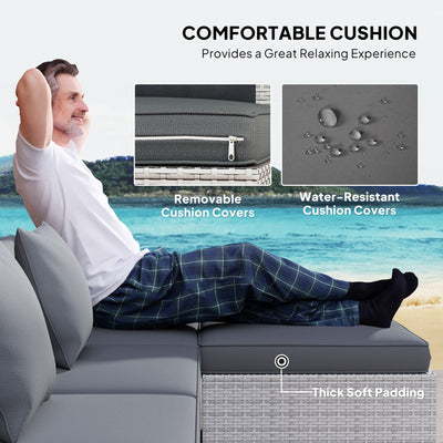 Outsunny 6 Pieces Rattan Corner Sofa Set - Mixed Grey 