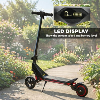 SPORTNOW Electric Scooter for Kids, Foldable E Scooter for Age Age 6+ with LED Display, RGB lights, Up to 16km/h, Black 