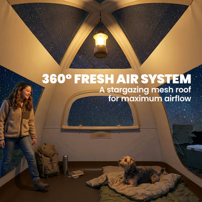 Outsunny Inflatable Camping Tent with Rainfly, 3 Man Air Tent 3000mm Waterproof Blow Up Tents, Cream 