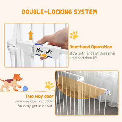 PawHut 6 Panels Foldable Dog Playpen, Puppy Pen Crate with Door - White 