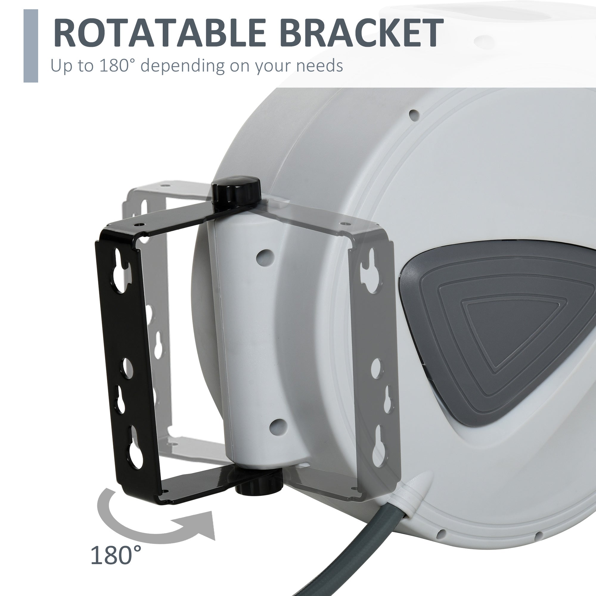 DURHAND Retractable Air Hose Reel 15m+ 140cm Hose Diameter 3/ 8" 9.5mm, Hose Connector 1/ 4" BSP, Wall Mount Auto Rewind Hose- Reel 