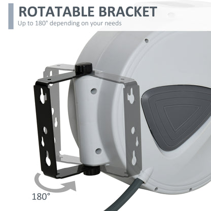 DURHAND Retractable Air Hose Reel 15m+ 140cm Hose Diameter 3/ 8" 9.5mm, Hose Connector 1/ 4" BSP, Wall Mount Auto Rewind Hose- Reel 