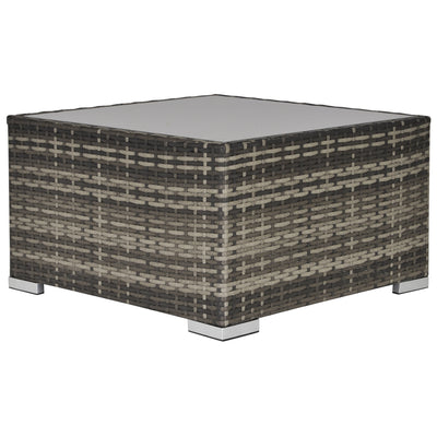Outsunny Square PE Wicker Rattan Table with Glass Top - Dark Grey 
