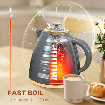 HOMCOM 3kW Rapid Boil Honeycomb Kettle - Grey 