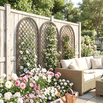 Outsunny Garden Trellis, Decorative Trellis Panels for Climbing Outdoor Plants, Vegetables, Vines, Flowers, Natural Wood Finish 
