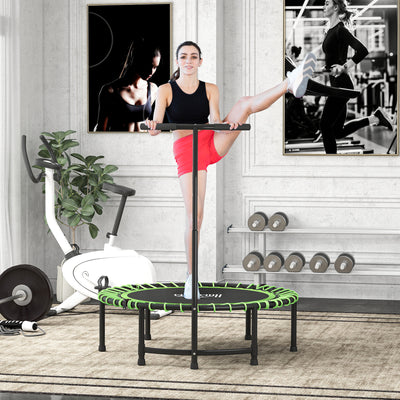 HOMCOM Mini Round Steel Frame Trampoline w/ Adjustable Handle, Green 