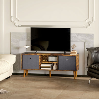HOMCOM TV Cabinet Stand Unit for TVs up to 50'' with Foldable Drawers, Entertainment Centre for Living Room Rustic Brown 