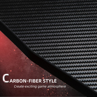 HOMCOM 122 x 66 cm Gaming Desk, Carbon Fibre Covered Computer Desk, Gamer Workstation with Headphone Hook, Cup Holder and Gamepad Storage Rack, Black and Red 