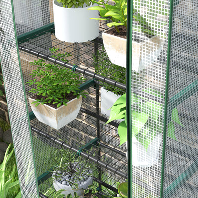 Outsunny 193cm Five Shelf Mini Greenhouse - White 