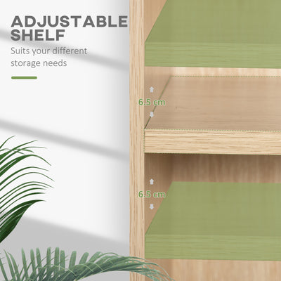 HOMCOM 2 Tier Bookshelf, Low Bookcase with Adjustable Shelf, 2 Compartments for Home Office, Living Room, Study, Natural 