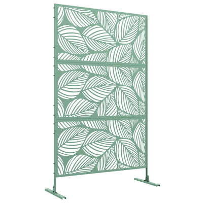 Outsunny Metal Decorative Privacy Screen Outdoor Divider, Green Leaf 