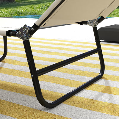 Outsunny Garden Sun Lounger, with Five-Position Back - Cream White 