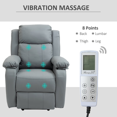 HOMCOM Electric Power Lift Recliner Chair Vibration Massage Reclining Chair with Remote Control and Side Pocket, Grey 