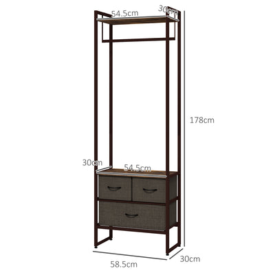 HOMCOM Compact Clothes Rail, with Drawers and Shelf 