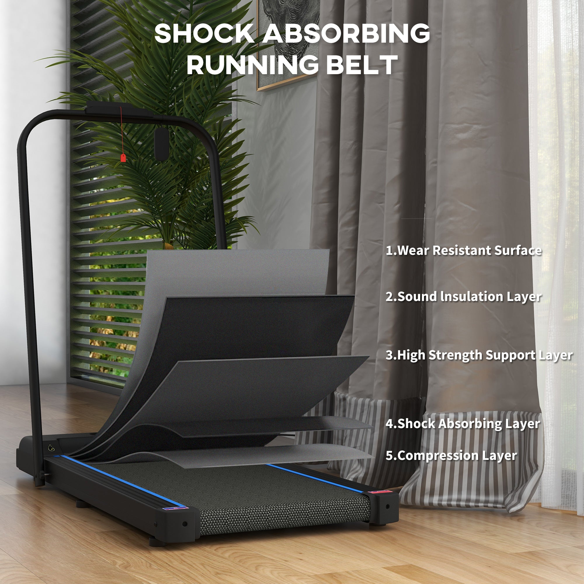 SPORTNOW 2.5HP Walking Pad, 1-6km/h Folding Treadmill with Remote Control and LED Display for Home Gym Office, Blue 