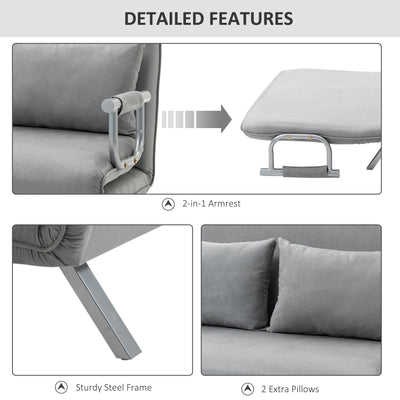 HOMCOM Two-Seater Click-Clack Sofa Bed - Light Grey 