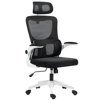 Vinsetto Ergonomic Office Chair, High Back Mesh Computer Desk Chair with Adjustable Headrest and Lumbar Support, Rotatable Armrests, Tilt Function for Home Office, Black 
