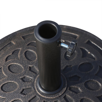 Outsunny 14kg Round Garden Parasol Base Holder Decorative Resin Market Umbrella Stand with Adjustable Coupler, Bronze 