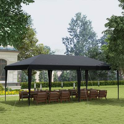 Outsunny Pop Up Gazebo, Double Roof Foldable Canopy Tent, Height Adjustable Wedding Awning Canopy w/ Carrying Bag, 6 m x 3 m x 2.65 m, Black 