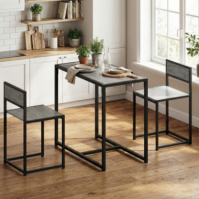 HOMCOM 3 Piece Table Stool Set - Charcoal Grey Wood-Effect 