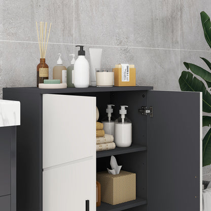 kleankin Small Bathroom Cabinet, Bathroom Storage Cabinet with 2-Doors Cupboard, 2 Adjustable Shelves and Soft Close Mechanism, Grey 