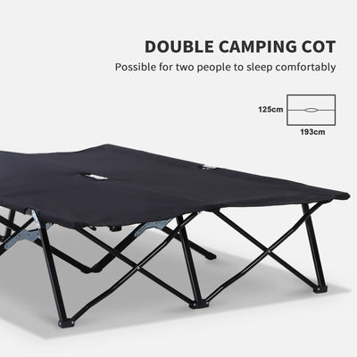 Outsunny Double Camping Cot Bed, with Bag - Black 