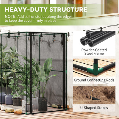 Outsunny Fruit Cage Bird Netting, Brassica Cage Plant Protection Tent with Zipped Door, Anti Bird, Insects, Small Animals, Black 