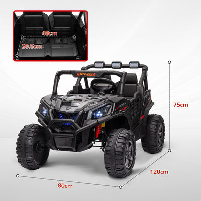 AIYAPLAY 24V 2 Seater Kids Electric Car with Remote Control, Suspension System,  Slow Start, 3 Speeds, for 3-8 Years, Black 