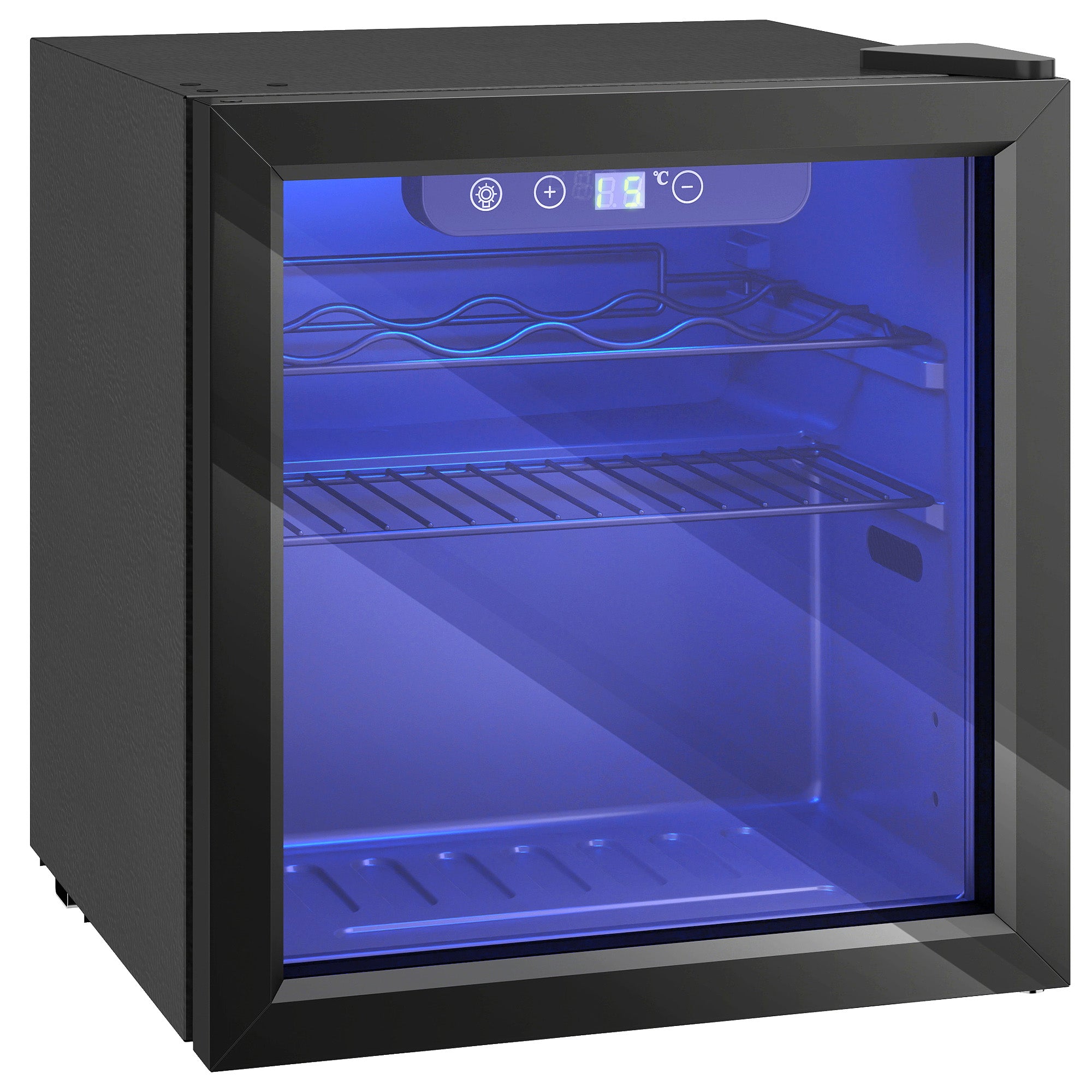 HOMCOM 12 Bottle Wine Cooler, 36 Litre Capacity, 4-16°C Under Counter Drinks Beer Wine Fridge with Glass Door, LED Light, Black 