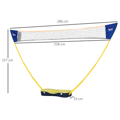 HOMCOM Portable Folding Badminton Net Set with 4 Badminton Rackets and 2 Nylon Shuttlecocks, for Adults Kids Indoor Outdoor Exercise Training 