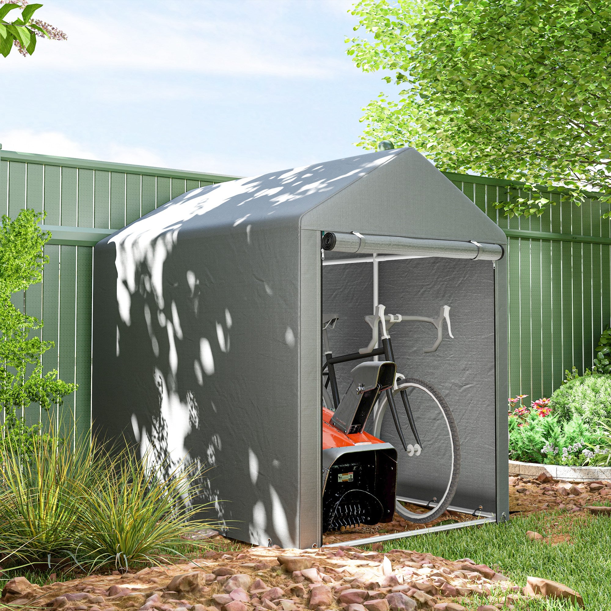 Outsunny 179 x 120cm Temporary Garden Shed, with Accessories - Light Grey 