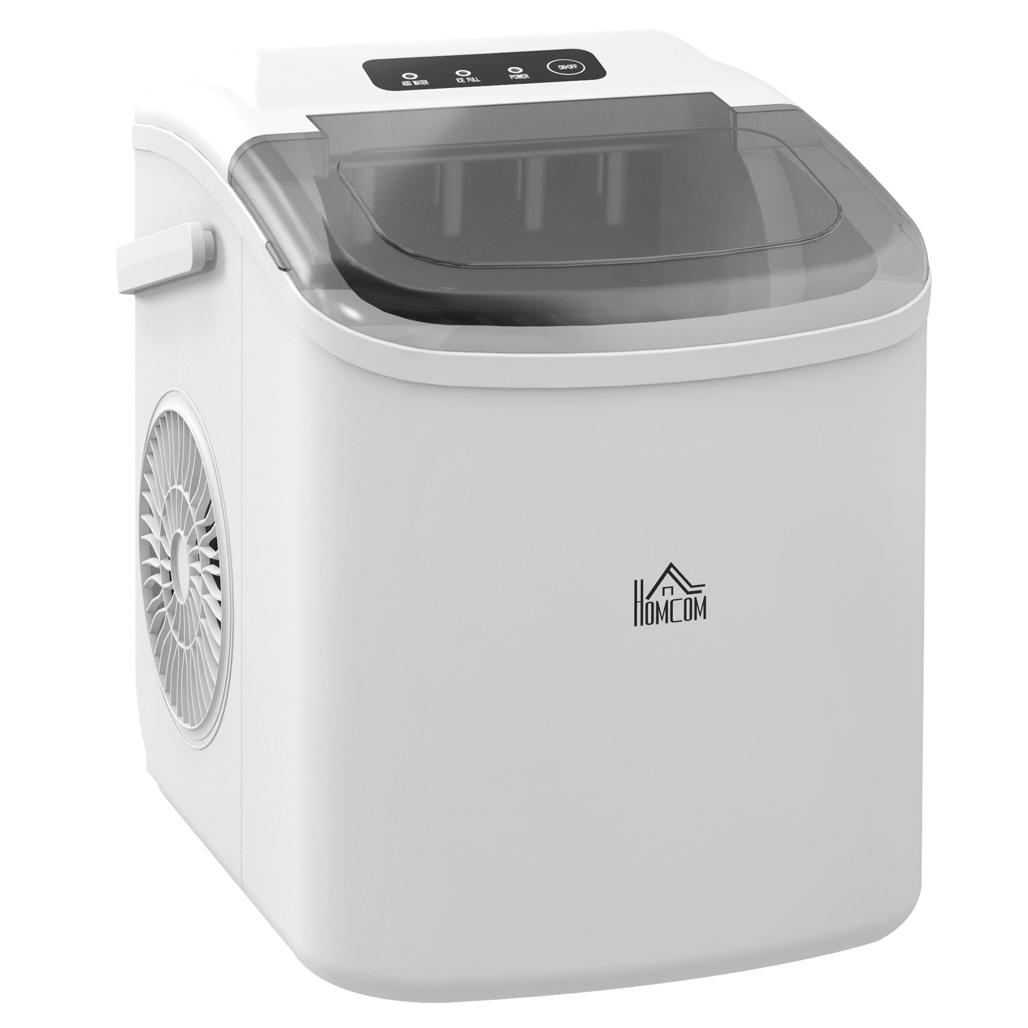 HOMCOM Ice Maker Machine Counter Top, 12Kg in 24 Hrs, 9 Cubes Ready in 6-12Mins, Portable Ice Cube Maker with Ice Scoop and Basket, White 