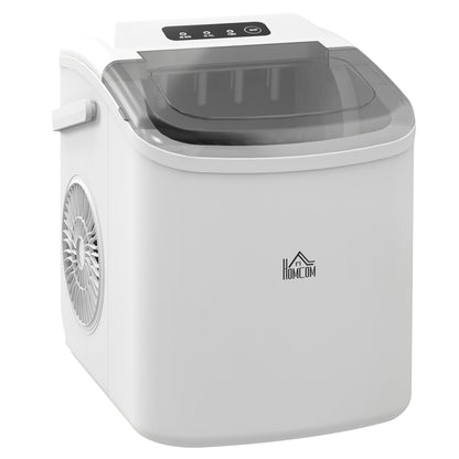 HOMCOM Ice Maker Machine Counter Top, 12Kg in 24 Hrs, 9 Cubes Ready in 6-12Mins, Portable Ice Cube Maker with Ice Scoop and Basket, White 