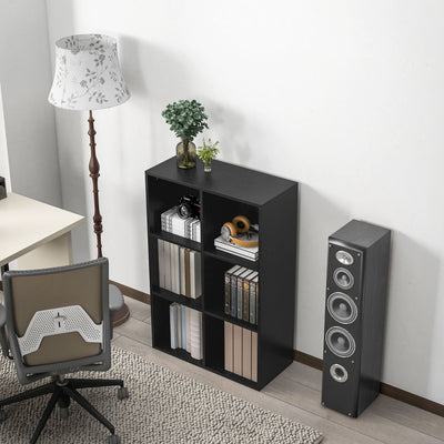 HOMCOM Six-Cube Bookcase - Black Wood Effect 