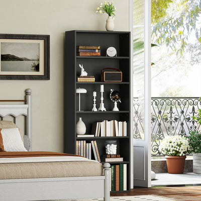 HOMCOM Six Shelf Bookcase - Black 