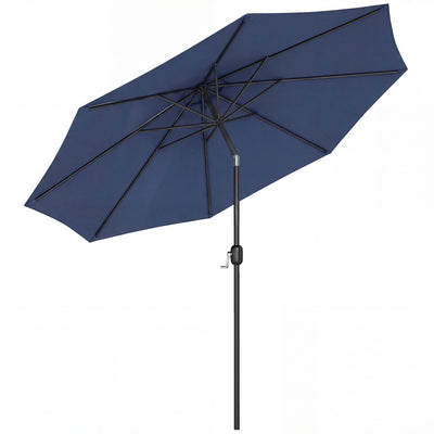 Outsunny 3 m Garden Parasol Umbrellas, Outdoor Sun Shade with 8 Ribs, Tilt and Crank Handle, Navy Blue 