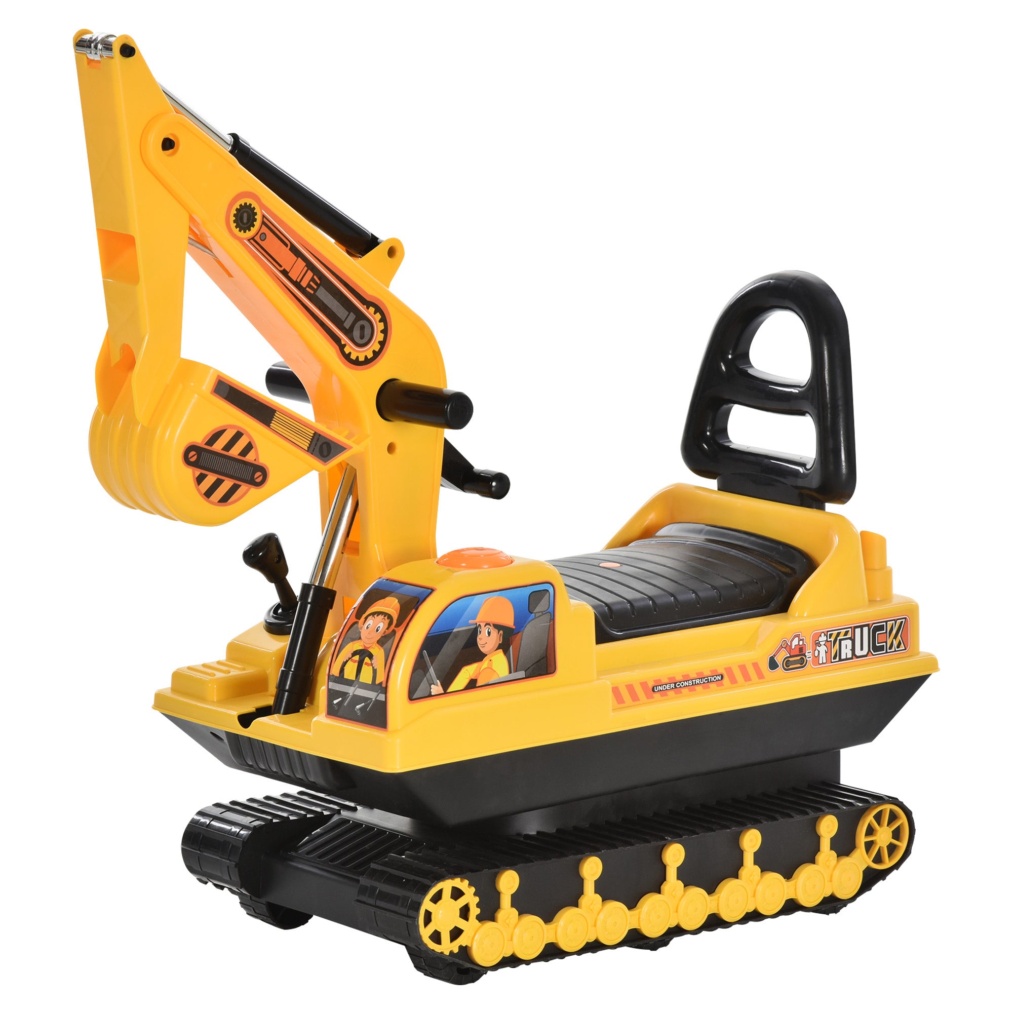 HOMCOM Ride On Excavator Toy Tractors Digger Movable Walker Construction Truck 3 Years 