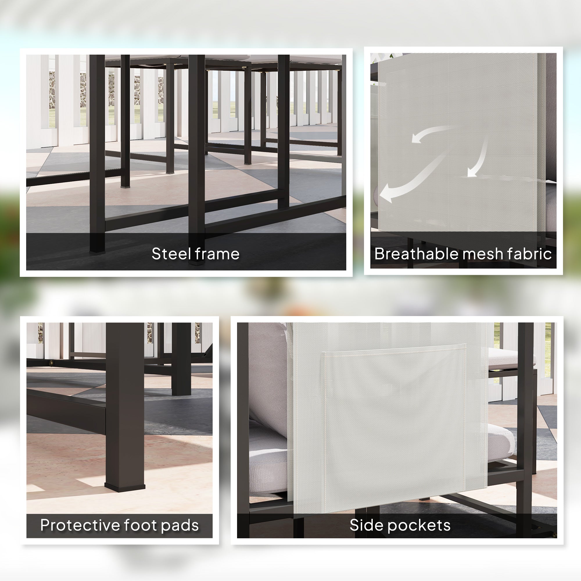 Outsunny Nine-Piece Steel Frame Garden Dining Set - Dark Grey 