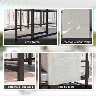 Outsunny Nine-Piece Steel Frame Garden Dining Set - Dark Grey 