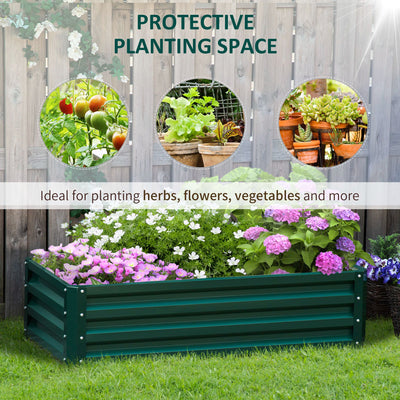 Outsunny Raised Beds for Garden, Galvanized Outdoor Planters, for Herbs and Vegetables, Use for Patio, Backyard, Balcony, Green 